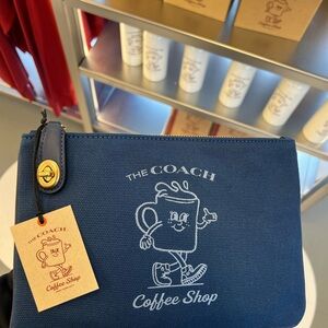 Coach Dark Blue Coffee Shop Pouch